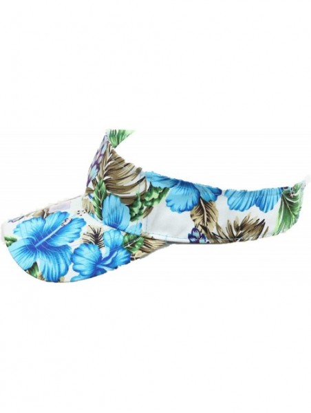 Visors Hawaiian Visor Baseball Cap Floral Hat Fashion Tropical Hats Sun Cap Hiking - White/Blue - CM18SG7HDW6 $13.37