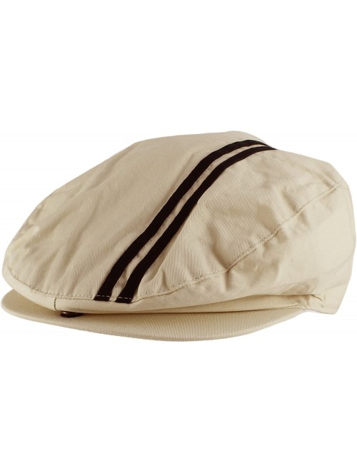 Newsboy Caps Men's Women's Unisex 100% Cotton Double Striped Newsboy Cap Gatsby Hat - Beige - C411LLY6UTL $10.51