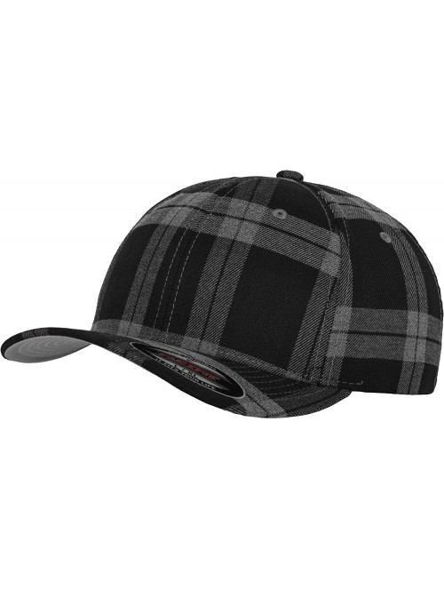 Baseball Caps Original Fitted Tartan Plaid Hat 6197 - Black/Grey - CD11JK8Q0TP $14.20