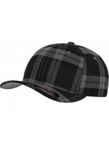 Baseball Caps Original Fitted Tartan Plaid Hat 6197 - Black/Grey - CD11JK8Q0TP $14.20