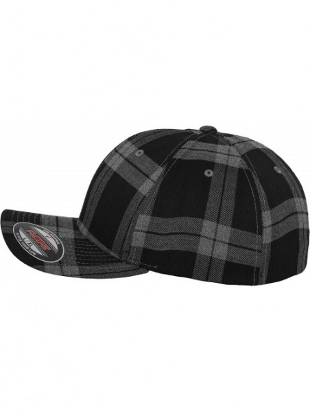 Baseball Caps Original Fitted Tartan Plaid Hat 6197 - Black/Grey - CD11JK8Q0TP $14.20