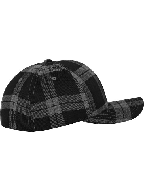 Baseball Caps Original Fitted Tartan Plaid Hat 6197 - Black/Grey - CD11JK8Q0TP $14.20