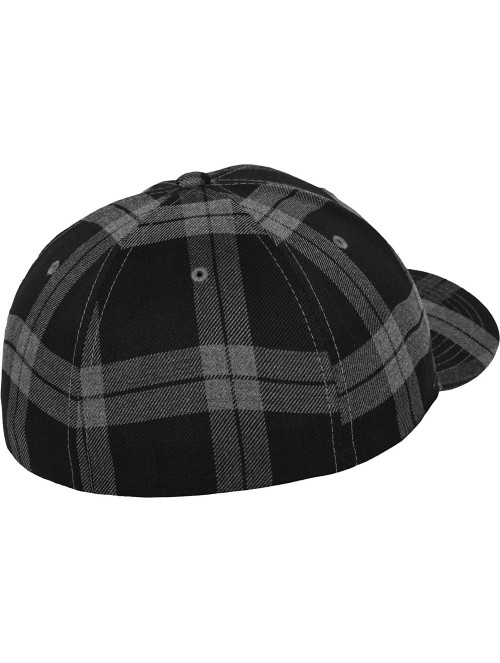 Baseball Caps Original Fitted Tartan Plaid Hat 6197 - Black/Grey - CD11JK8Q0TP $14.20