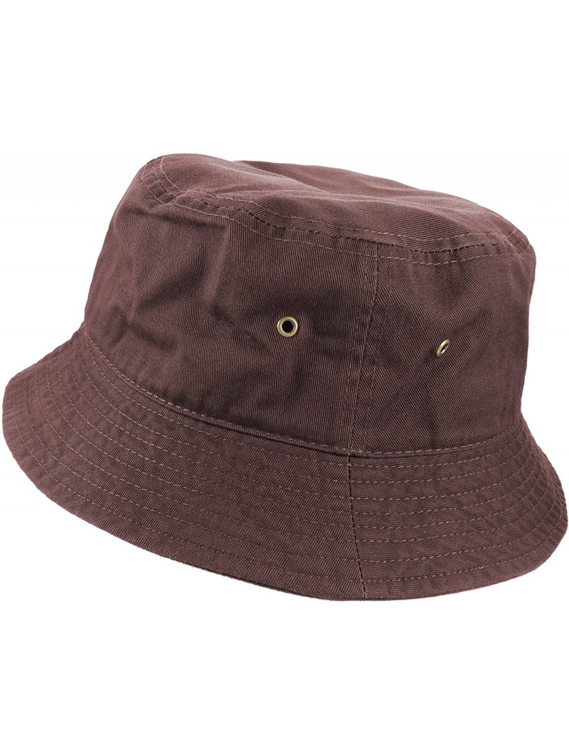 Bucket Hats 100% Cotton Packable Fishing Hunting Summer Travel Bucket Cap Hat - Dark Brown - C018GXIOLQQ $18.32