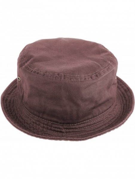 Bucket Hats 100% Cotton Packable Fishing Hunting Summer Travel Bucket Cap Hat - Dark Brown - C018GXIOLQQ $18.32