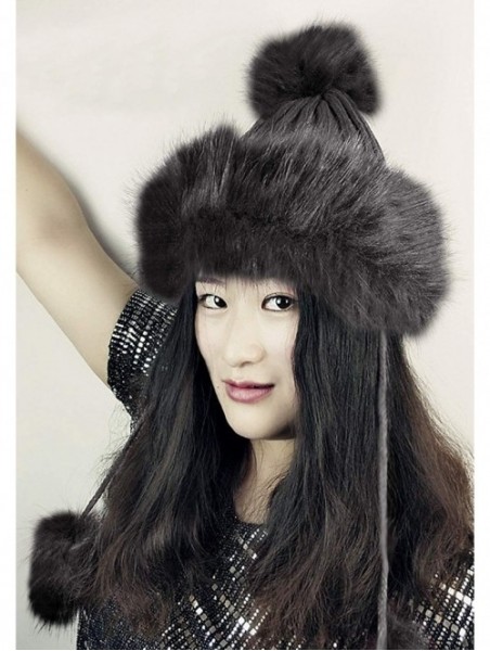 Bomber Hats Women Winter Hat Knitted Faux Fur Beanie Bonnet Furry Ear Bomber Trapper Hat - Grey - CA18L89SU2E $13.54