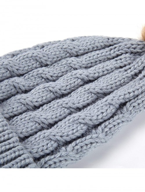 Skullies & Beanies Women's Winter Soft Knitted Beanie Hat with Faux Fur Pom Pom - Grey - C218M38IW4U $13.25