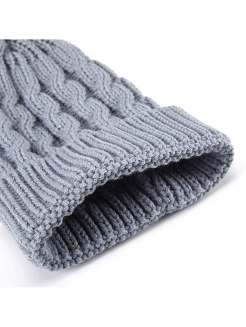 Skullies & Beanies Women's Winter Soft Knitted Beanie Hat with Faux Fur Pom Pom - Grey - C218M38IW4U $13.25