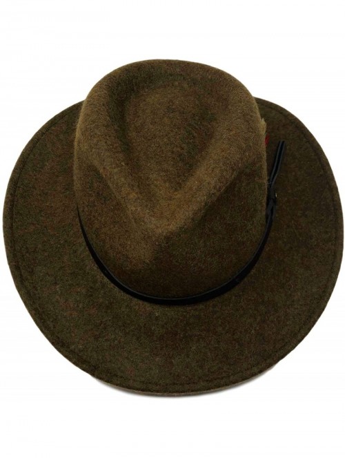 Fedoras Bellamora One Fresh Hat Wool Felt Crushable Outback Fedora Water Repellent Indy Jones Style Hat - Mix Green - CL18ZCK...