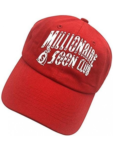 Baseball Caps Millionaire Dad Hat Baseball Cap Embroidered Dad Hat Adjustable Strapback Caps - Red - C0193Z33NRS $14.26