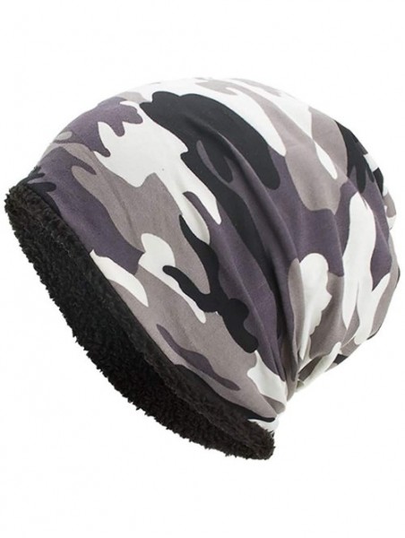 Skullies & Beanies Women Men Fleece Slouchy Beanie Hat Camouflage Warm Winter Ski Skull Cap - White - CW18HXX50QL $10.71