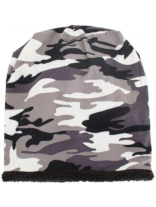 Skullies & Beanies Women Men Fleece Slouchy Beanie Hat Camouflage Warm Winter Ski Skull Cap - White - CW18HXX50QL $10.71