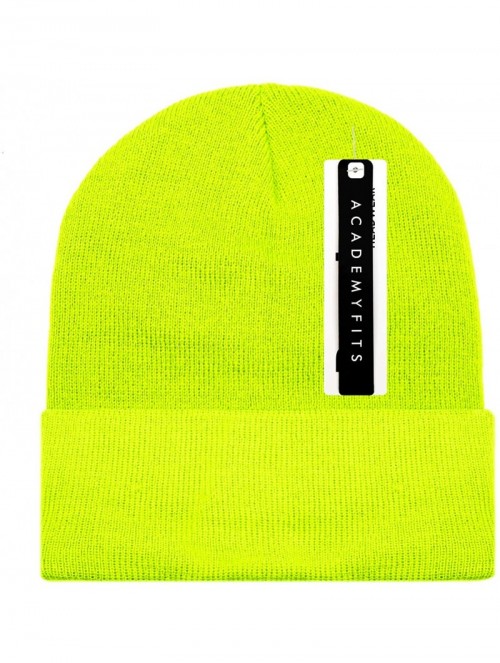 Skullies & Beanies Thick 12" Knit Long Beanie Hat Slouch Cuffed Warm Winter Cap 6011 - Neon Yellow - CM194KQ5OYM $9.11