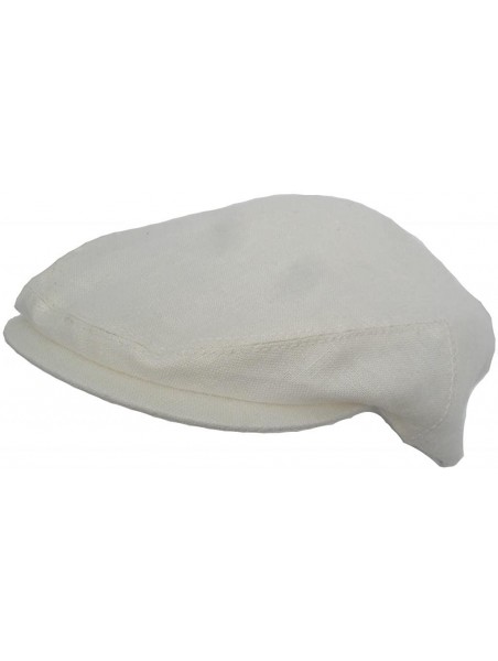 Newsboy Caps Made in USA 100% Linen Ivy Scally Cap Classic 5 Point Driver Hat XS-XXL - Off-white - CX11KVCUBET $52.30