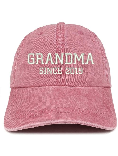 Baseball Caps Grandma Since 2019 Embroidered Washed Pigment Dyed Cap - Burgundy - CU18OQ29S50 $25.79