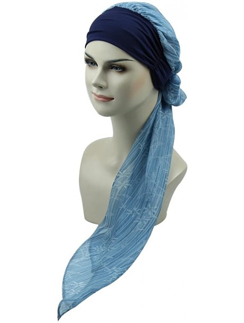 Skullies & Beanies Chemo Headwear Headwrap Scarf Cancer Caps Gifts for Hair Loss Women - Navy Grass - CB18CGY8AT4 $25.01