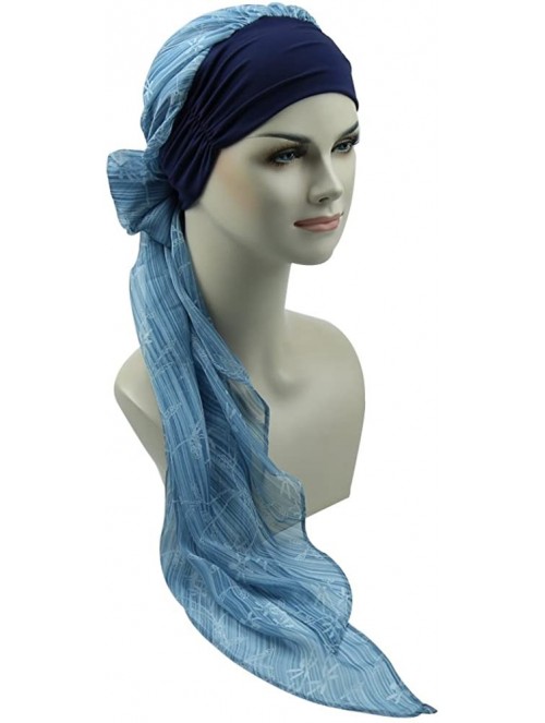 Skullies & Beanies Chemo Headwear Headwrap Scarf Cancer Caps Gifts for Hair Loss Women - Navy Grass - CB18CGY8AT4 $25.01