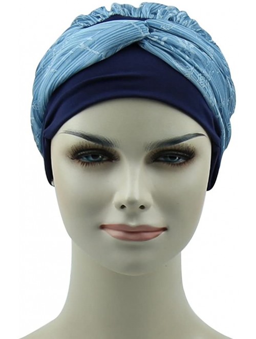 Skullies & Beanies Chemo Headwear Headwrap Scarf Cancer Caps Gifts for Hair Loss Women - Navy Grass - CB18CGY8AT4 $25.01