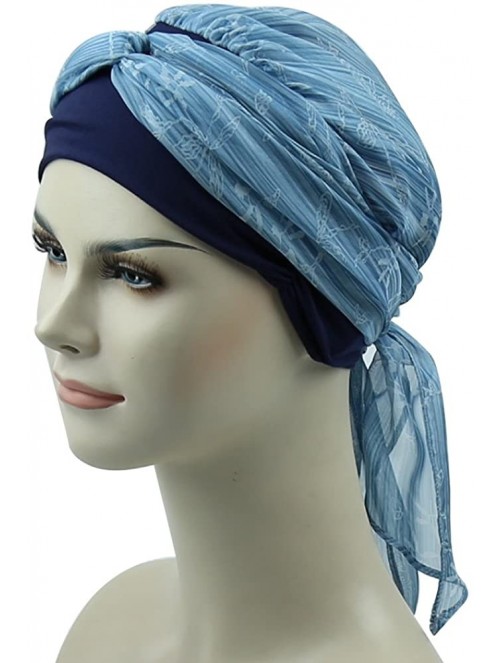 Skullies & Beanies Chemo Headwear Headwrap Scarf Cancer Caps Gifts for Hair Loss Women - Navy Grass - CB18CGY8AT4 $25.01