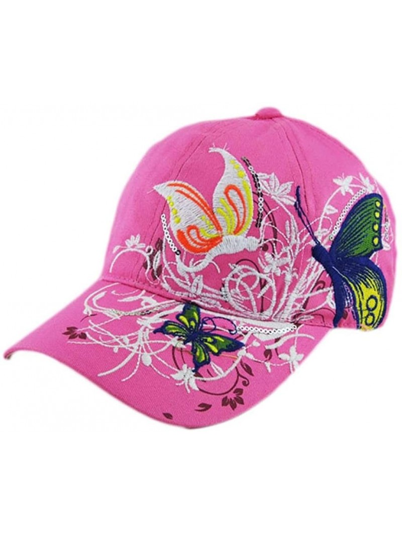 Baseball Caps Embroidered Butterfly Flower Baseball Cap Cycling Duck Tongue Hat - Red - C812IFNXIVD $14.76