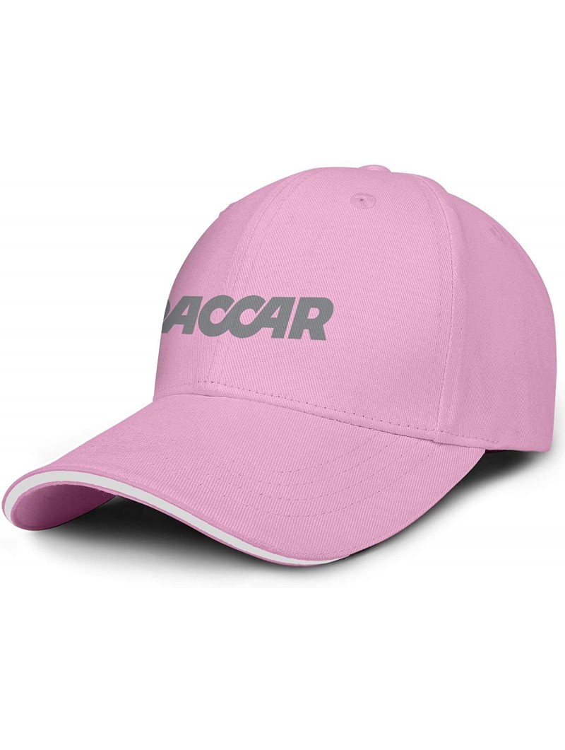 Baseball Caps Unisex Men Baseball Hat Cotton Adjustable Mesh Strapback-Paccar-Flat Cap - Pink-29 - CN18T755QO7 $22.51