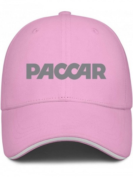 Baseball Caps Unisex Men Baseball Hat Cotton Adjustable Mesh Strapback-Paccar-Flat Cap - Pink-29 - CN18T755QO7 $22.51