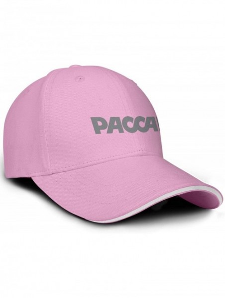 Baseball Caps Unisex Men Baseball Hat Cotton Adjustable Mesh Strapback-Paccar-Flat Cap - Pink-29 - CN18T755QO7 $22.51