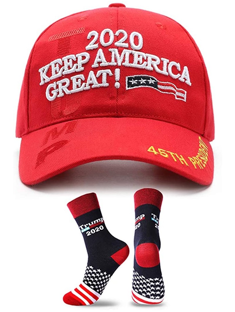 Baseball Caps Make America Great Again Hat with Trump Wristband Donald Trump Hat 2020 USA Cap Keep America Great - Red-h - C6...