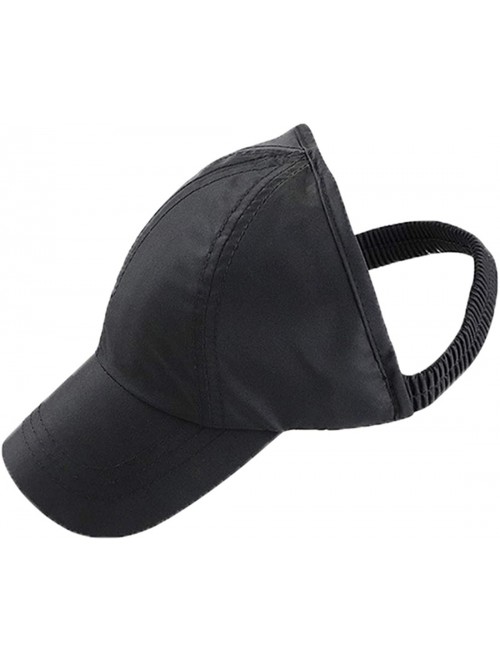 Baseball Caps Women's Summer Ponytail Half Baseball Cap Sunshade Outdoor Sports Hat - Black - C818E59Y3LS $23.48