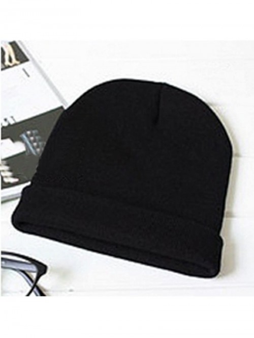 Skullies & Beanies Plain Blank Long Cuff Beanie Cap Solid Winter Hat Knitted Hats Ski Caps for Men Women Teen Girls Boys Teen...