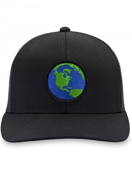 Baseball Caps Globe Hat - Earth Trucker Hat Baseball Cap Snapback Golf Hat (Black) - CO194RS6I5H $21.18