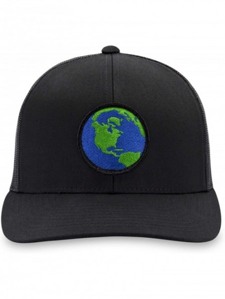 Baseball Caps Globe Hat - Earth Trucker Hat Baseball Cap Snapback Golf Hat (Black) - CO194RS6I5H $21.18