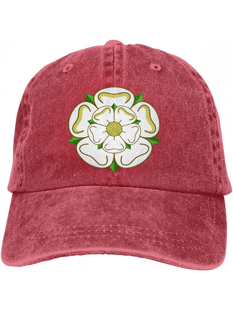 Skullies & Beanies Yorkshire Rose County Flag Unisex Custom Cowboy Hat Sun Hat Adjustable Baseball Cap - Red - C318SSTG4TK $1...