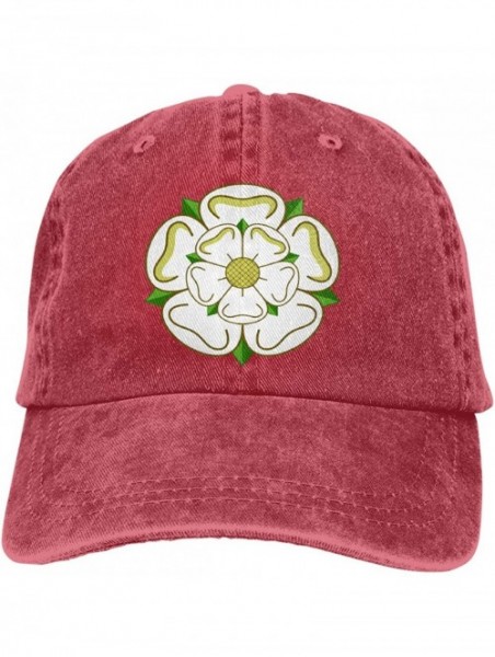 Skullies & Beanies Yorkshire Rose County Flag Unisex Custom Cowboy Hat Sun Hat Adjustable Baseball Cap - Red - C318SSTG4TK $1...