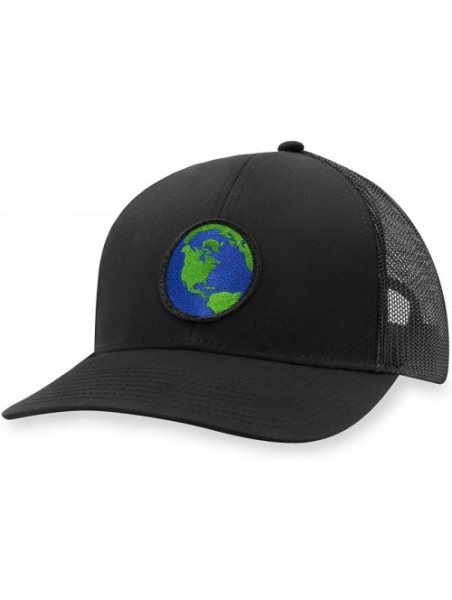 Baseball Caps Globe Hat - Earth Trucker Hat Baseball Cap Snapback Golf Hat (Black) - CO194RS6I5H $21.18