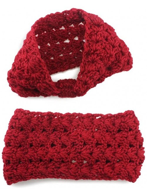 Headbands Retro Bohemian Beads Cable Knitted Winter Turban Ear Warmer Headband - Red Black Set - CG189SY79H7 $12.61