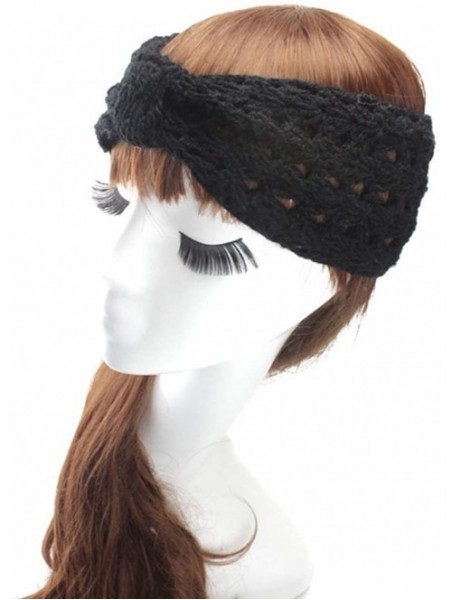 Headbands Retro Bohemian Beads Cable Knitted Winter Turban Ear Warmer Headband - Red Black Set - CG189SY79H7 $12.61