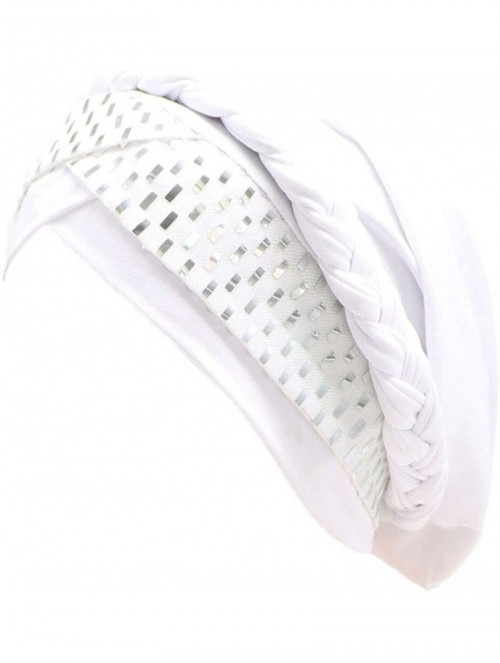 Skullies & Beanies Chemo Cancer Braid Turban Cap Ethnic Bohemia Twisted Hair Cover Wrap Turban Headwear - Sequins Rectangle W...