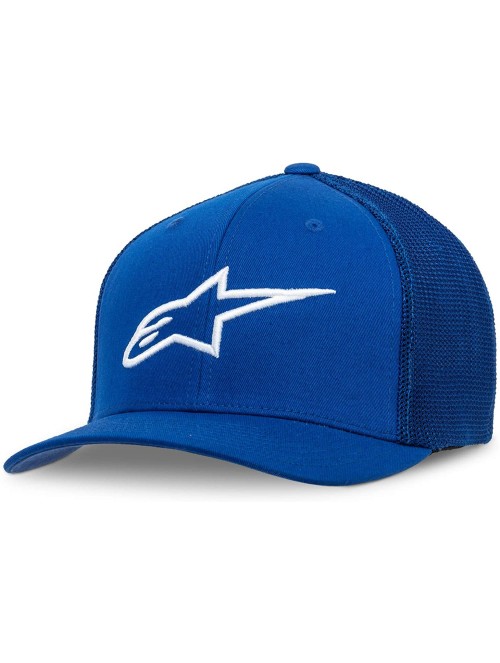 Baseball Caps Men's Logo Flexfit Hat Curved Bill Structured Crown - Ageless Stretch Mesh Hat Royal/White - C518H59H09U $49.74