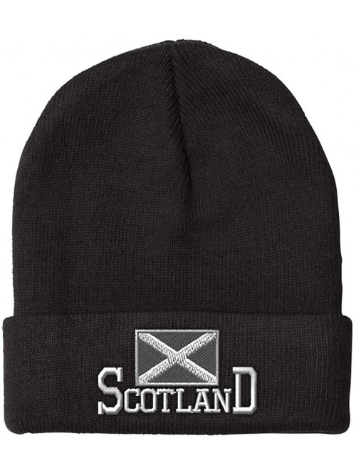 Skullies & Beanies Beanie for Men & Women Scotland Flag Scottish Black Embroidery Skull Cap Hat - Black - CB18A9C0H04 $15.25