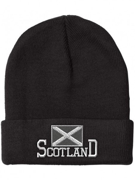 Skullies & Beanies Beanie for Men & Women Scotland Flag Scottish Black Embroidery Skull Cap Hat - Black - CB18A9C0H04 $15.25