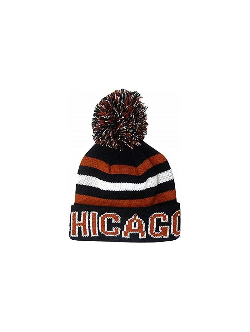 Skullies & Beanies Chicago Adult Size Winter Knit Beanie Hats - Black/Red Thick - CJ17Y2GQM8D $16.04