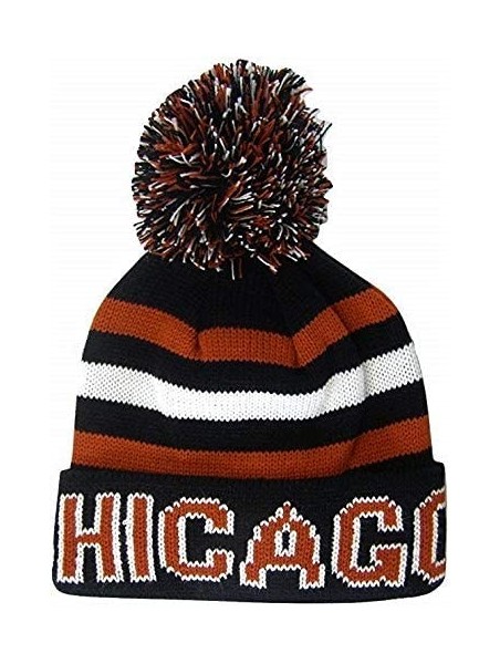 Skullies & Beanies Chicago Adult Size Winter Knit Beanie Hats - Black/Red Thick - CJ17Y2GQM8D $16.04