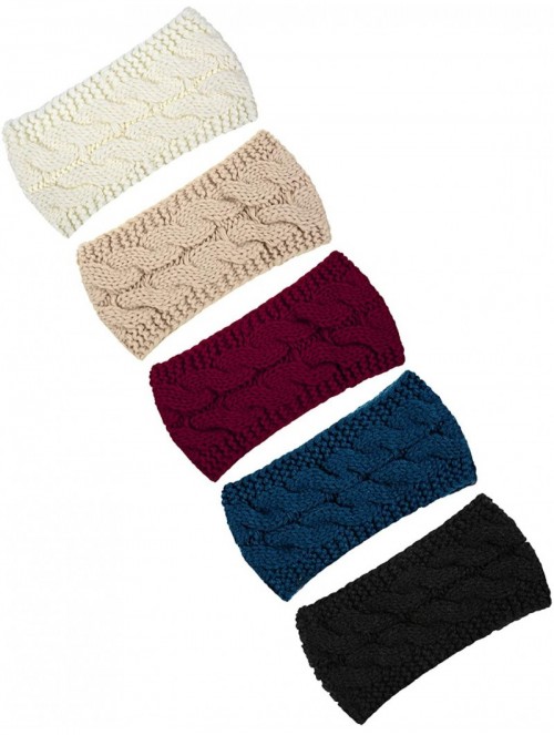 Cold Weather Headbands 5 Pieces Winter Knit Headband Ear Warmer Headband Crocheted Head Wraps for Women and Girls - CQ18Z6WZK...