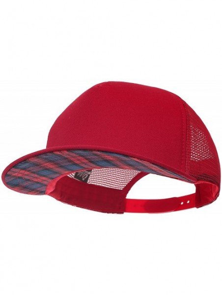 Baseball Caps Extra Large Size Solid Color Flat Bill Snapback Hat Blank Baseball Cap - Red&check - CS18DYN4A96 $33.01