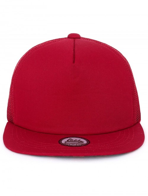 Baseball Caps Extra Large Size Solid Color Flat Bill Snapback Hat Blank Baseball Cap - Red&check - CS18DYN4A96 $33.01