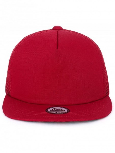 Baseball Caps Extra Large Size Solid Color Flat Bill Snapback Hat Blank Baseball Cap - Red&check - CS18DYN4A96 $33.01