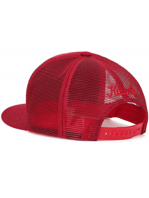 Baseball Caps Extra Large Size Solid Color Flat Bill Snapback Hat Blank Baseball Cap - Red&check - CS18DYN4A96 $33.01