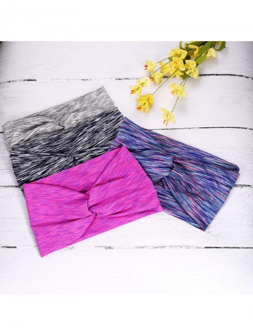 Headbands 12 Pack Yoga Headband Indoor Activities Running Sports Headband Fashion Knotted Wide Stretchy Head Wraps - C018AI7C...