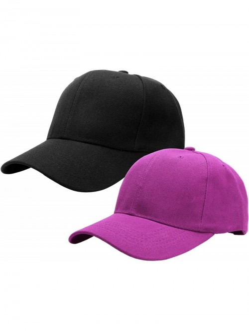 Baseball Caps 2pcs Baseball Cap for Men Women Adjustable Size Perfect for Outdoor Activities - Black/Fuchsia - C4195D3ILSX $1...